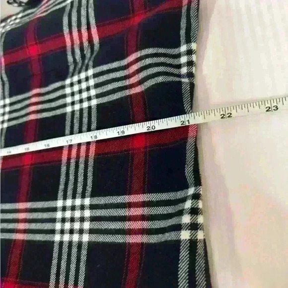 Chaps black red white plaid zip up flannel shirt jacket shacket size XL petite - Picture 8 of 10